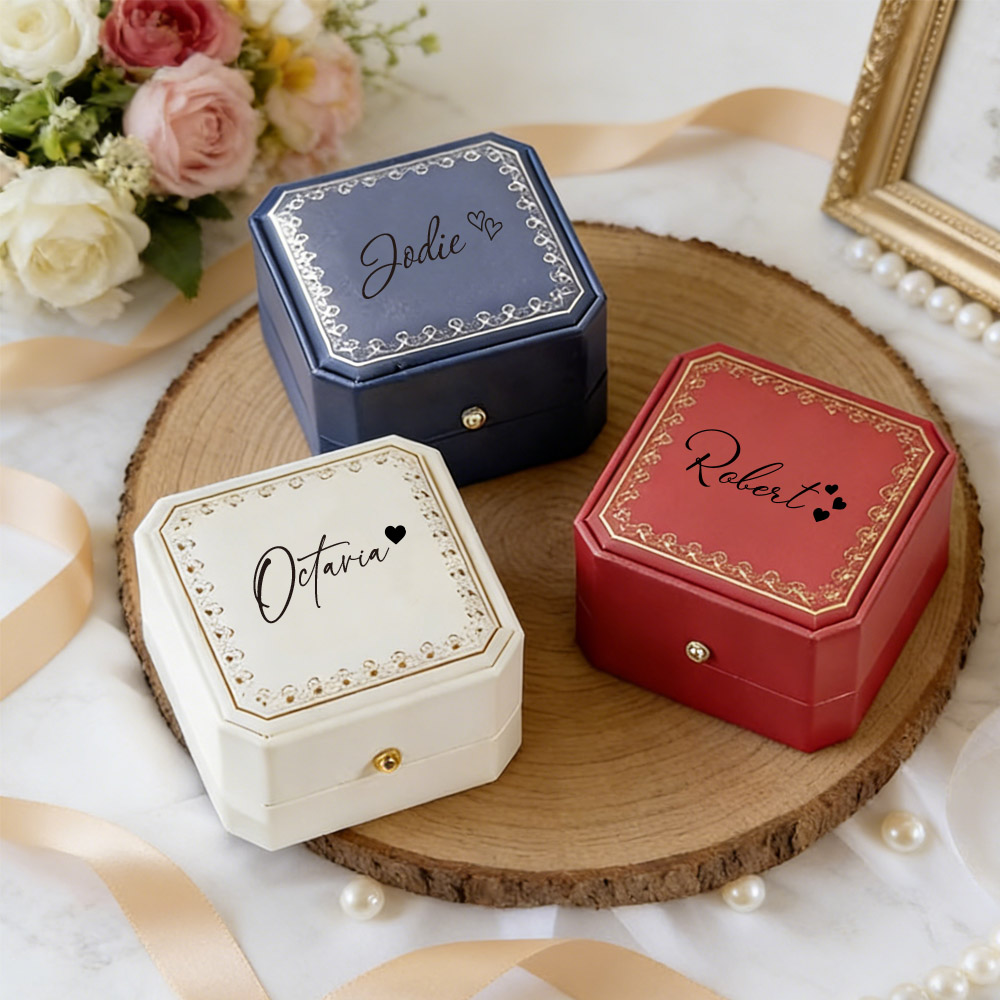 Velvet Jewelry Box - Boîte à bague personnalisée en similicuir