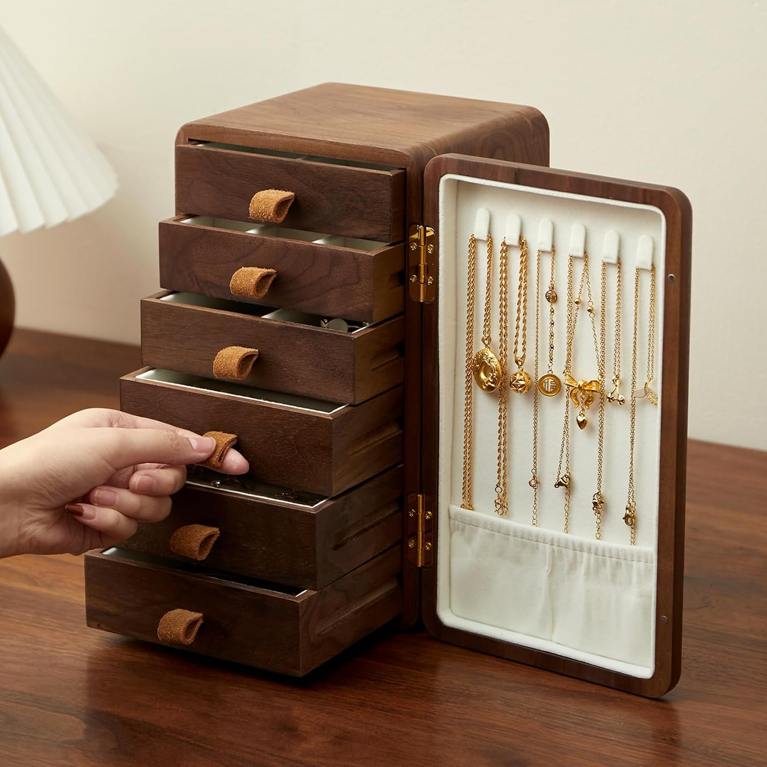 Velvet Jewelry Box - Boîte à bijoux en bois massif