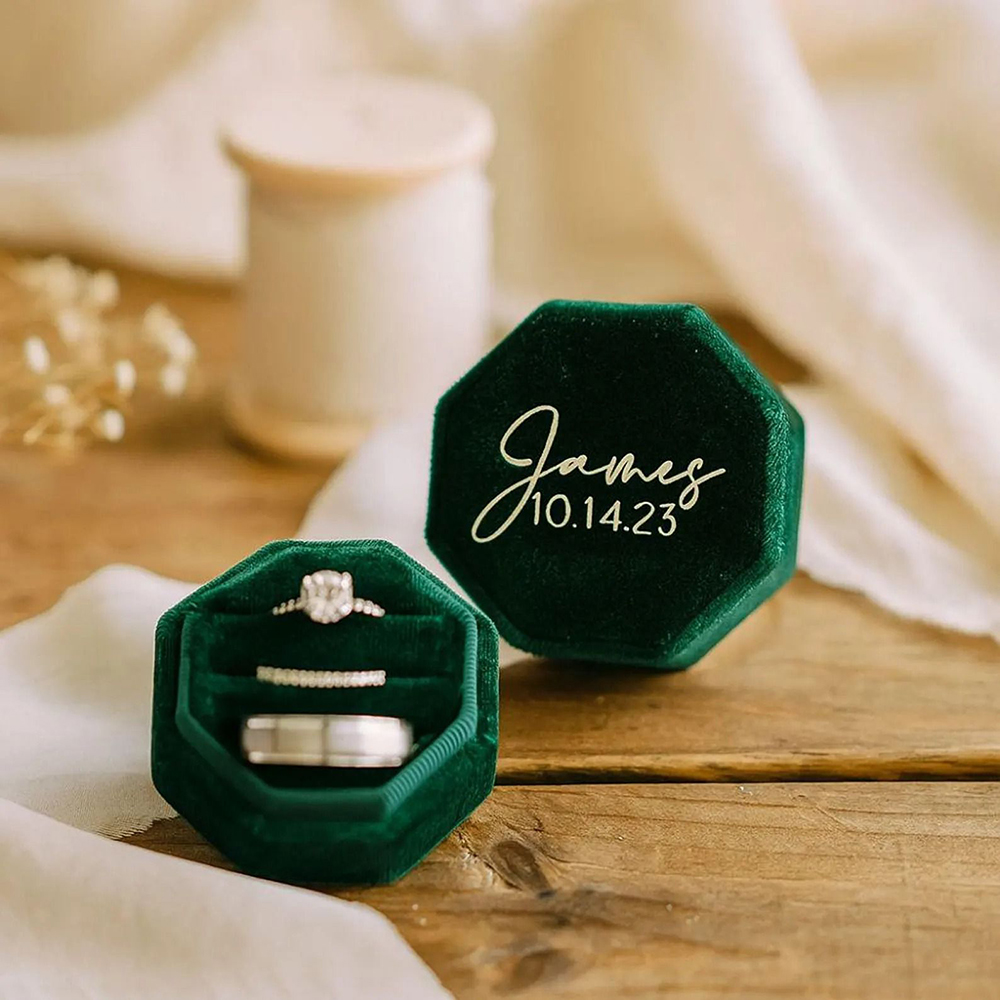 Velvet Jewelry Box - Boîte à bagues de mariage en