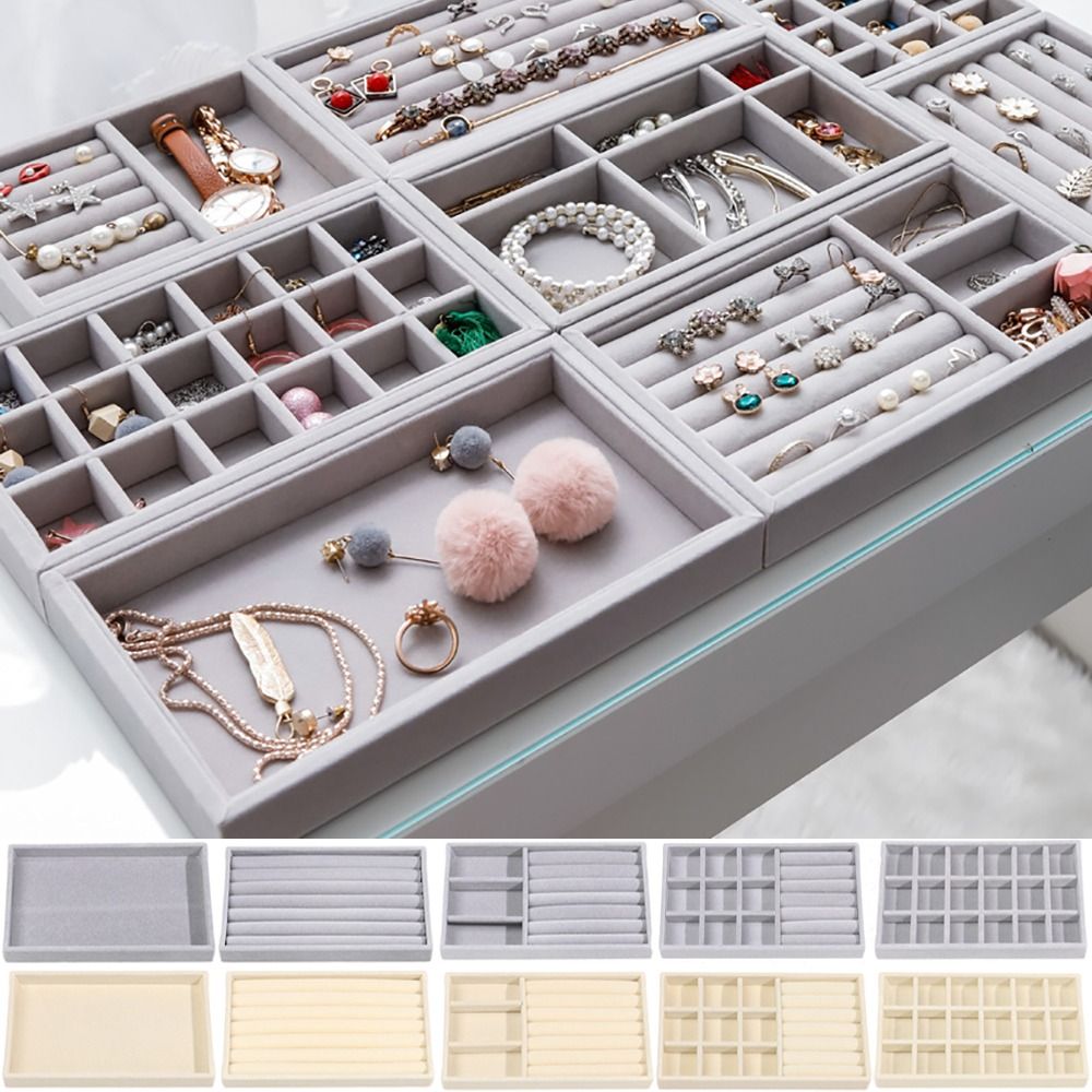 Velvet Jewelry Box - Boîte de rangement empilable en velours