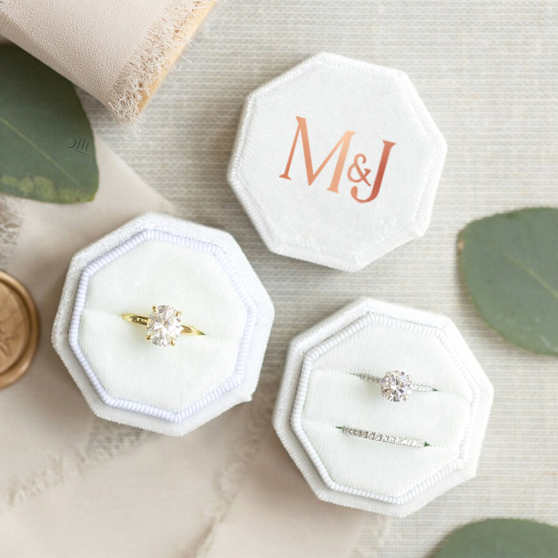 Velvet Jewelry Box - Boîte à bagues de mariage personnalisée,