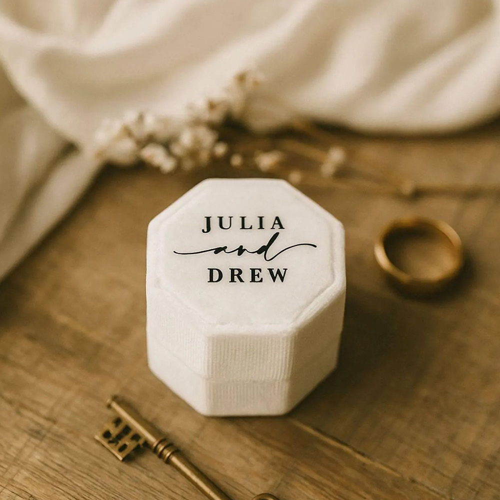 Boîte à bagues de mariage en v - Velvet Jewelry Box avis et prix